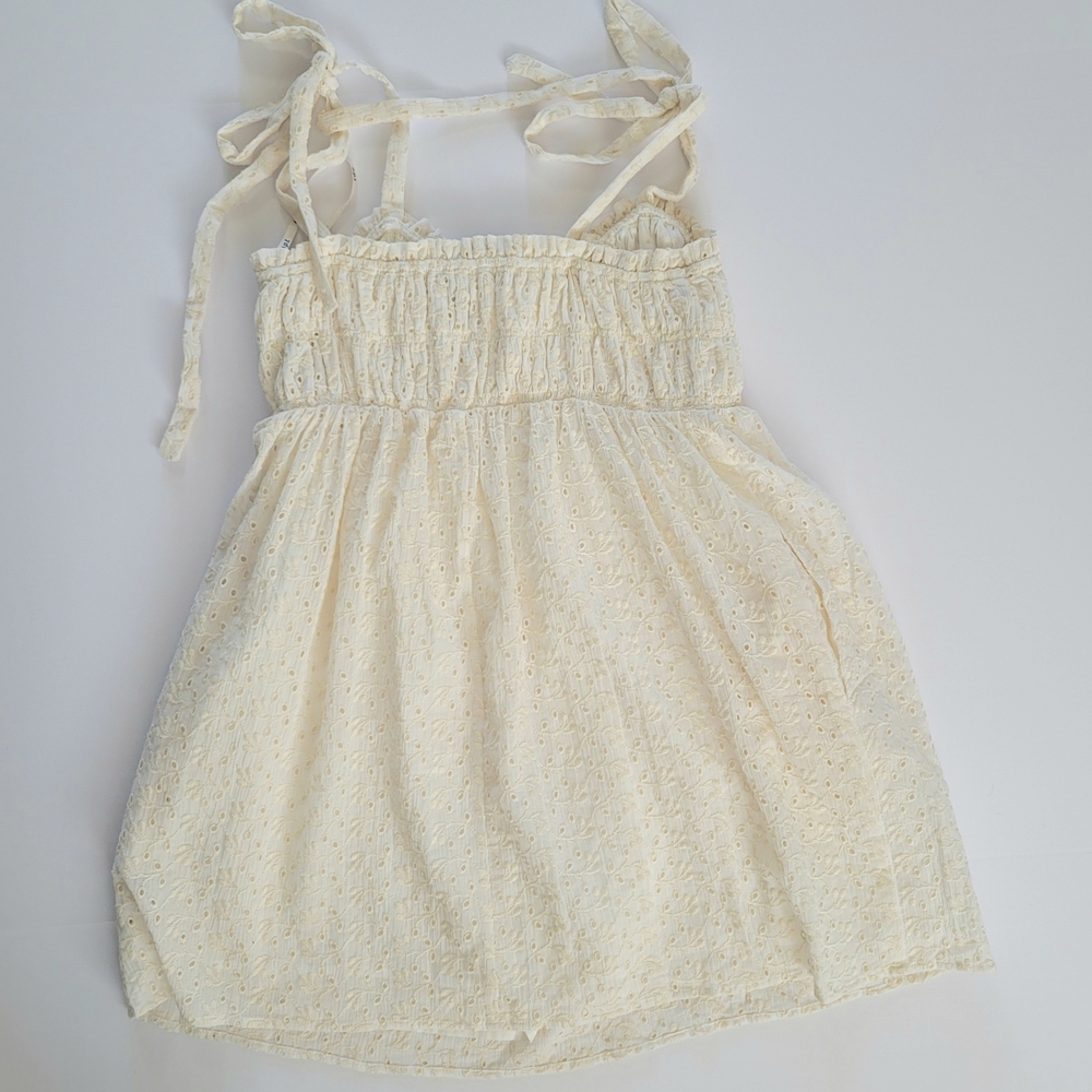 o.p.t Nanette Eyelet Smocked RuffleCotton Mini Dress in Cream, Size XS, Romantic - Picture 7 of 11